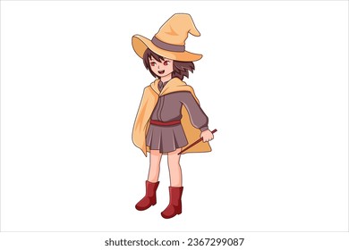 Cute Witch Character Design Illustration
