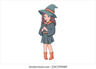 Cute Witch Character Design Illustration