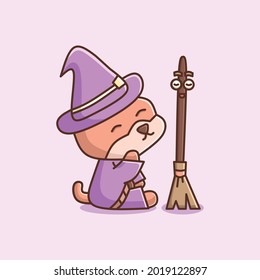 the cute witch dog for Halloween vector design