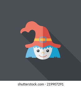 cute witch flat icon with long shadow,eps10
