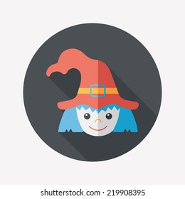 cute witch flat icon with long shadow,eps10