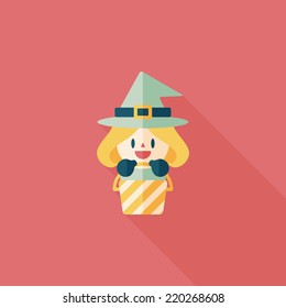 cute witch flat icon with long shadow,eps10