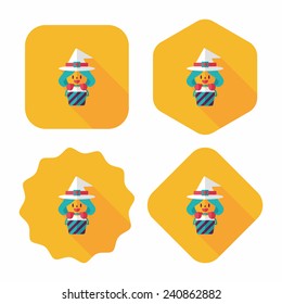 cute witch flat icon with long shadow, eps10