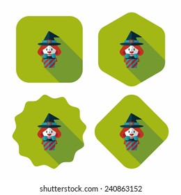 cute witch flat icon with long shadow, eps10