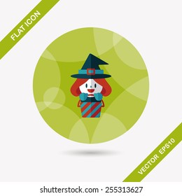 cute witch flat icon with long shadow,eps10