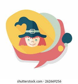 cute witch flat icon with long shadow,eps10