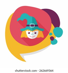 cute witch flat icon with long shadow,eps10