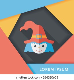 cute witch flat icon with long shadow,eps10