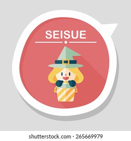 cute witch flat icon with long shadow,eps10