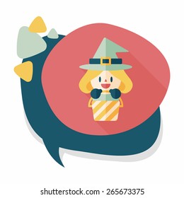 cute witch flat icon with long shadow,eps10