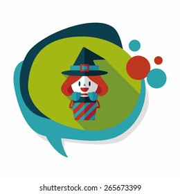 cute witch flat icon with long shadow,eps10