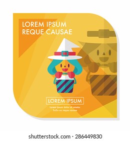 cute witch flat icon with long shadow,eps10