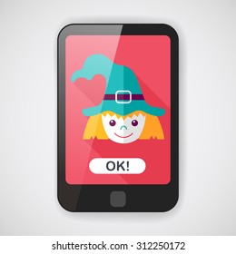 cute witch flat icon with long shadow,eps10