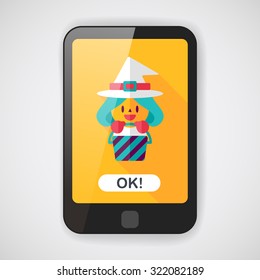 cute witch flat icon with long shadow,eps10
