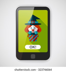 cute witch flat icon with long shadow,eps10