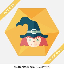 cute witch flat icon with long shadow,eps10