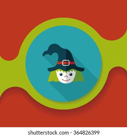 cute witch flat icon with long shadow,eps10