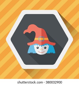cute witch flat icon with long shadow,eps10