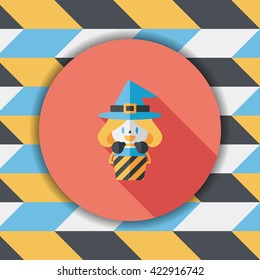 cute witch flat icon with long shadow,eps10