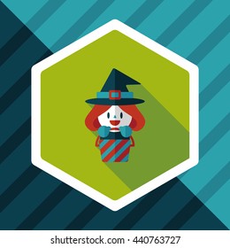 cute witch flat icon with long shadow,eps10