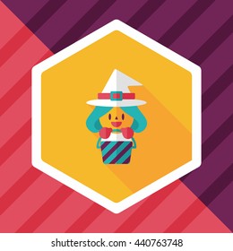 cute witch flat icon with long shadow,eps10