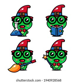 cute witch frog character design themed the world of witch