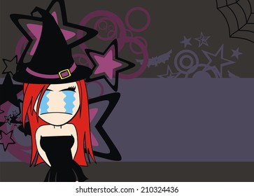cute witch girl cartoon halloween background in vectro format very easy to edit