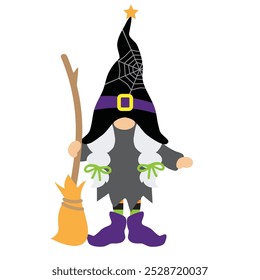 Cute witch gnome  decoration vector cartoon illustration