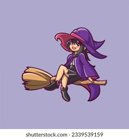  Cute witch halloween cartoon character