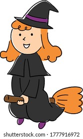 a cute witch / halloween / hand drawn style