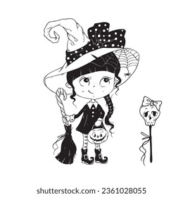 Cute witch for Halloween. Vector illustration.