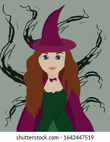 cute witch in a hat