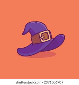 Cute witch hat cartoon vector illustration halloween holiday concept icon isolated