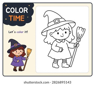 Cute Witch Holding Broom