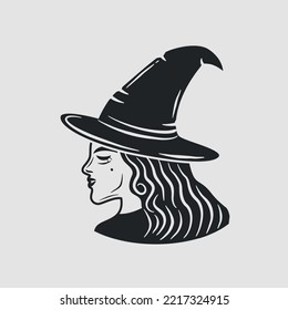 Icono de Bruja. Icono de bruja aislado en fondo blanco. Imprimir para camisetas, tipografía. Ilustración del vector