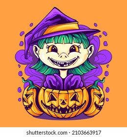 Cute Witch Illustration for your business or merchandise