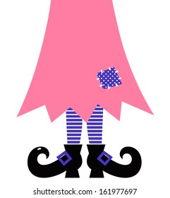 Cute Witch Legs isolated on white - pink and purple