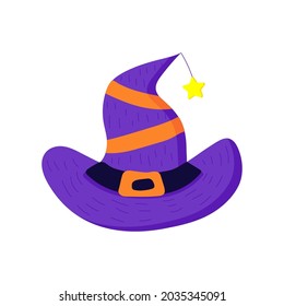 Cute witch magician hat symbol vector doodle. Cartoon happy halloween illustration