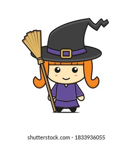 cute witch mascot character halloween theme. design isolated on white background.