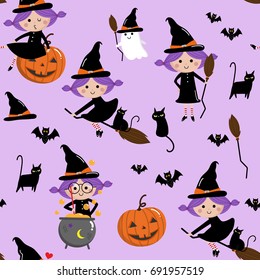 cute witch pattern, halloween