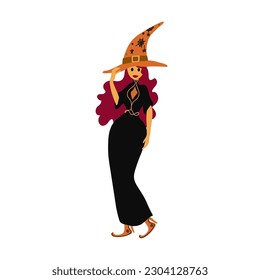 Cute witch. Vector illustration. Decorative element for Halloween