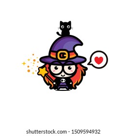 cute witch vector mascot design