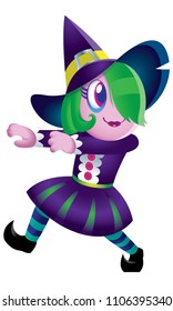 A cute witch in white background.