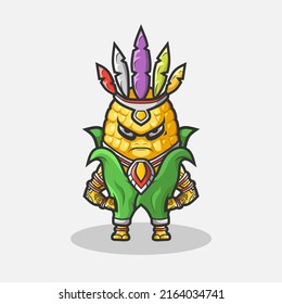 Cute witch wizard corn voodoo character illustration. Simple cartoon vector design. Isolated with soft background.