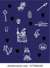 Cute witches doodle vector art
