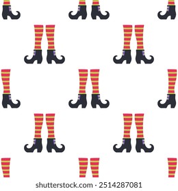 cute witchs legs seamless pattern for halloween, cute flat design, funny print, wallpaper, wrapping paper, background