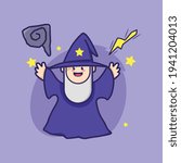 Cute wizard cartoon vector illustration
