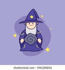 Cute wizard cartoon vector illustration