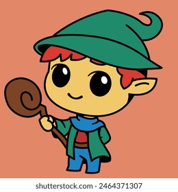 Cute wizard character vector illustration