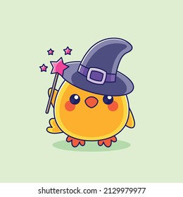 Cute Wizard Chick Holding Magic Wand